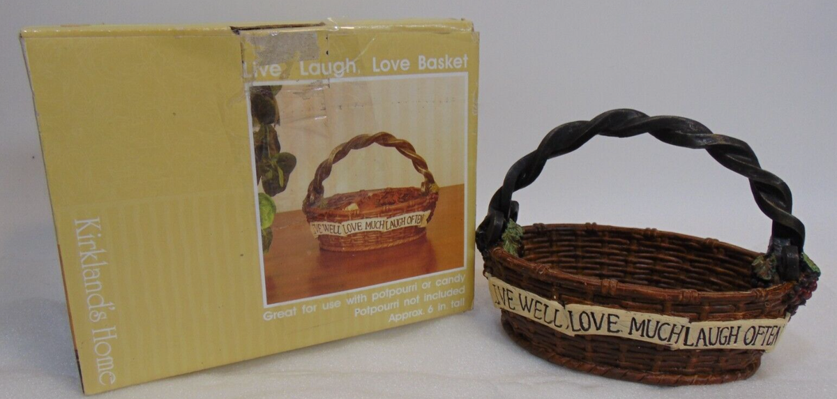 Grape Vine Basket Live Well Love Much Laugh Often Twisted Vintage