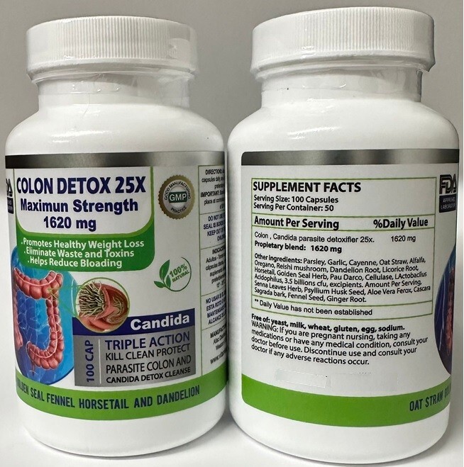 Natural Colon Detox Cleanse Rapid Weight Loss Toxin Bloating Supplement 100 caps