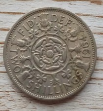 Elizabeth II Two Shilling One Florin 1964 Circulated Coin British UK Currency