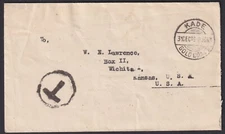 GOLD COAST: (20740) KADE cancel/taxed stampless cover 1945