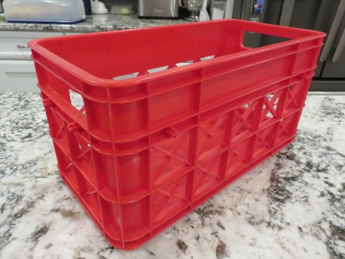 Vinyl Record LP 14" 33 RPM Vinyl Album Plastic Storage Crate 7" Interlocking Red