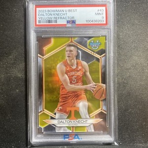 DALTON KNECHT PSA 9 2023 BOWMAN U BEST #43 YELLOW REFRACTOR 19/75Â
