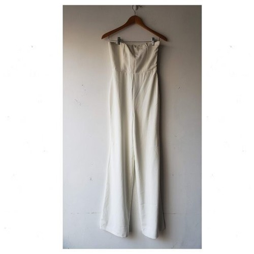 NWT NBD Women's Off The Shoulder Ophelia Jumpsuit Silver White Size Small - Picture 2 of 8