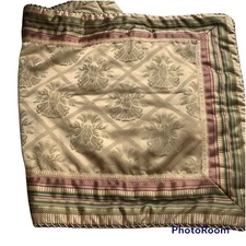 Croscill Carrington  King PIllow Shams 20 X34" Cinnamon Green Gold Stripe