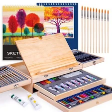85 Piece Deluxe Wooden Art Supplies Art Kit With Easel And Acrylic Pad Art Set F