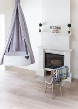 Hanging Baby Cradle | Milk White HANGING NEWBORN BASSINET | Natural materials