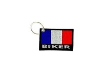 Keychain keyring embroidered embroidery patch flag biker motorcycles france