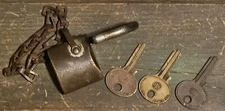 Vintage Wilson Bohannan WB Padlock Lock Heavy Duty With 3 Keys All Work
