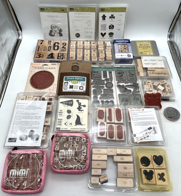 Huge Rubber Stamp Lot Mixed Brands Stampin Up Hero Arts TPC Studio Wood