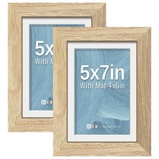 VCK 5x7 Picture Frame 2 Pack - Natural Wood Grain, High-End Wood Poster Frame...