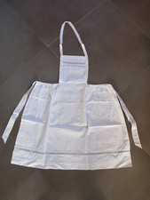 Ancien tablier de bonne / de service coton blanc brodé