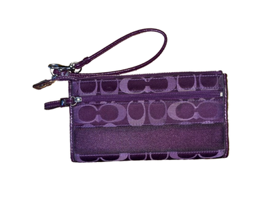 authentic vintage purple coach signature canvas long wallet fair