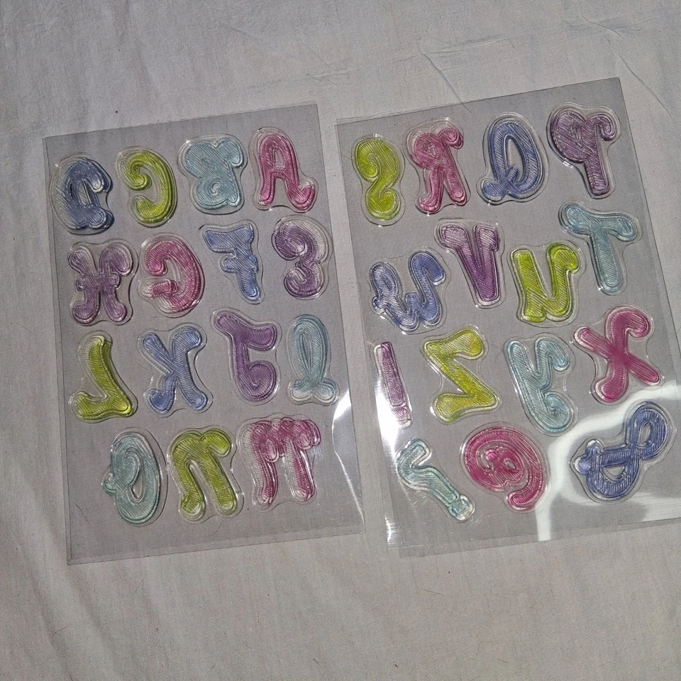 Bubbly Alphabet Acrylic Stamps Shimmer Iridescent Letters Crafting Scrapbooking - Image 2 of 4