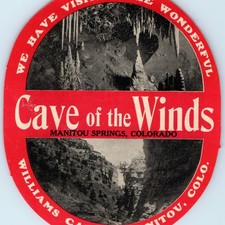 Vtg Cave of the Winds Manitou Springs Colorado Travel Sticker Decal Luggage 9S