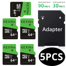 5 Pack Micro SD Card 64GB Memory Card w/Adapter microSDXC UHS-I U3 C10