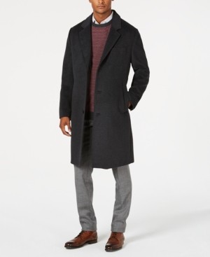 London Fog Mens Classic fit Overcoat Coat 42 R Charcoal Grey Solid - Picture 1 of 2