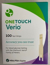 100 One Touch VERIO Diabetic Glucose Test Strips 1 x 100 ct Exp 11-30-2027