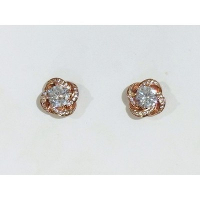 Giani Bernini Cubic Zirconia 18K Rose Gold Sterling Silver Twisted Knot Earrings