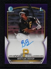 2023 Bowman Chrome Prospect Purple Refractor 175/250 Braylon Bishop Auto 5x8