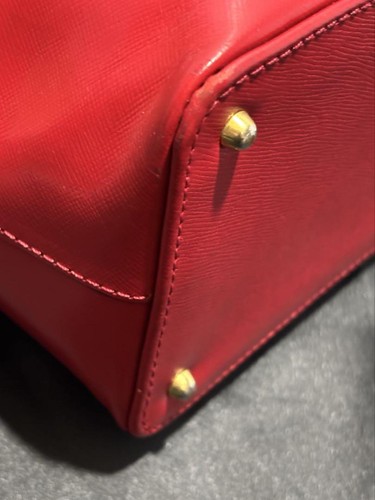 VERSACE Mini Hand Bag Tote Purse Sunburst Leather Red Authentic - Picture 7 of 24