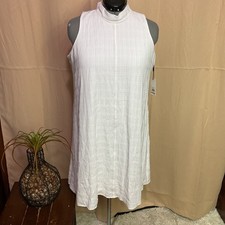 Calvin Klein White Textured Fabric Trapeze Dress