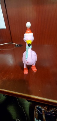 Pink Flamingo Christmas 6 inch Figurine Santa Hat Boots and Scarf Vtg
