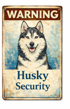 Warning Husky Security Cute Siberian Dog Pet Lover 8x12 Metal Sign