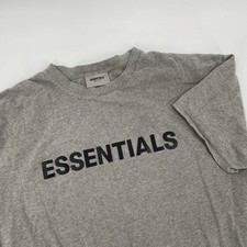 Essentials Fear of God Gray Logo Tee T Shirt Mens Size L - Boxy Fit 25x26 