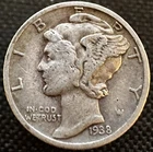 1938-S Mercury Silver Dime