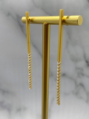 Auth CELINE Gold Tone Rhinestone Stick Earrings - Pre owned / LT5574