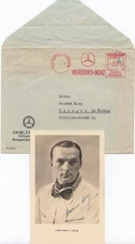 SIGNED HERMANN LANG MERCEDES GP TEAM 1938 AUTOGRAPH CARD PHOTO FOTO & ENVELOPE