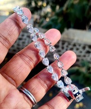 8Ct Pear Cut Lab-Created Diamond Tennis Bracelet 14K White Gold Plated 7.5In