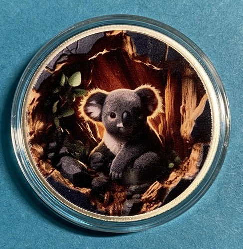 Hayleybug 1 oz 999 Silver Micromintage “Bushland Watcher” UV Round 3/15 Koala