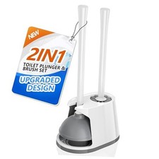 Toilet Plunger and Brush Set, Bowl Brush and Heavy Duty Toilet 1 White  Grey01