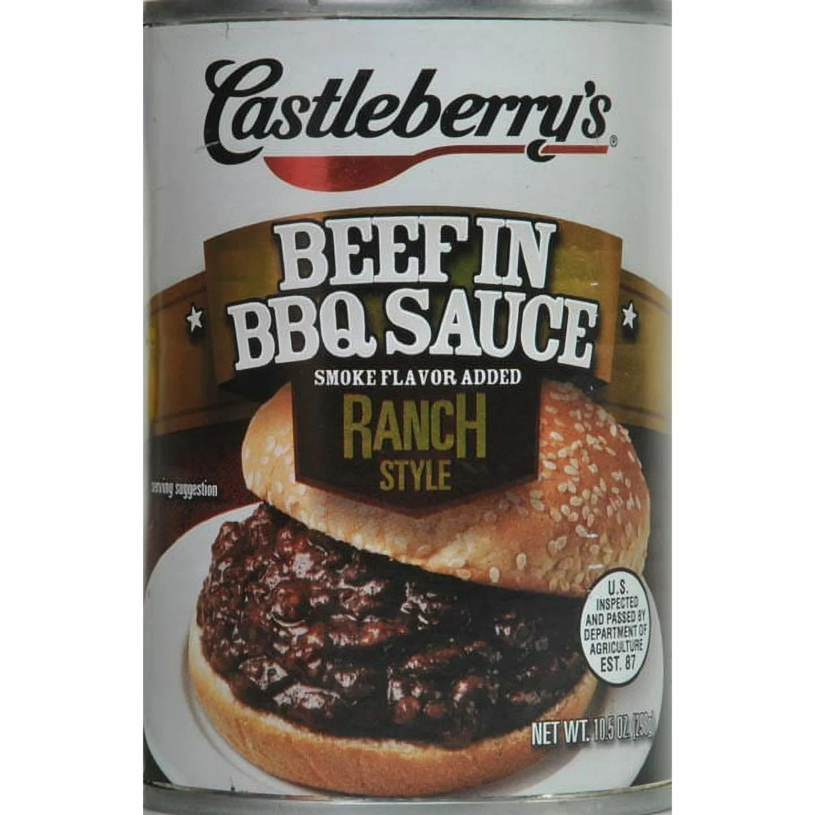 (4 pack) Castleberry&rsquo;s Beef in BBQ Sauce Ranch Style, 10 oz Can &ndash; Heat-and-Serve