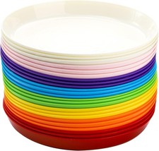 24 Pack Kids Plastic Plates 7 Inch Small Unbreakable Children Dinner Plates Set