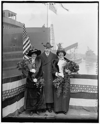 A.D. MacTier F.P. Jones Sponsors 1913 Ship Launch Harbor Port Photograph