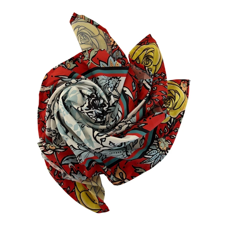 Pañuelo cuadrado floral trapo salvaje satinado estampado vaquero occidental rosas amarillas Foto 4 de 4