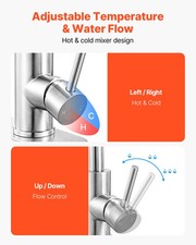 Single Handle Sink Faucet, Brushed Nickel Kitchen Faucet with Pull Down Sprayer,