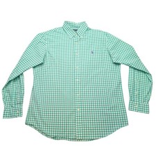 Polo Ralph Lauren Shirt Mens Large Green Gingham Classic Fit Button Down