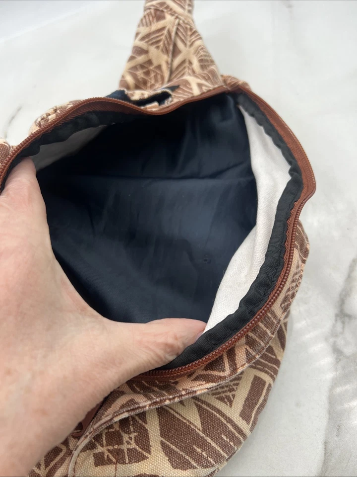 KAVU Rope Sling Bag Cotton Crossbody Burnt Orange Aztec Hiking 19” Backpack - Image 3 of 4