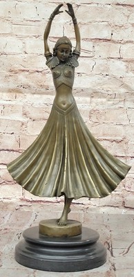 Signed~D.H. Chiparus~Art Nouveau Gypsy Statue Figurine Bronze Sculpture Decor NR