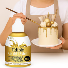 Gold Edible Paint 60 Ml - Edible Gold Paint for Cake Decorating – Food Colour...