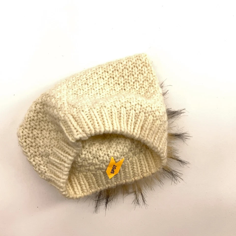 Lauren by Ralph Lauren Sombrero de Invierno Punto Fino Color Marfil Grande Pompón Foto 4 de 4