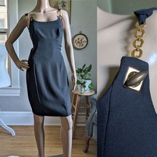 NWT Vintage 90s JS Collections Little Black Dress LBD Mini Gold Evening Size 4