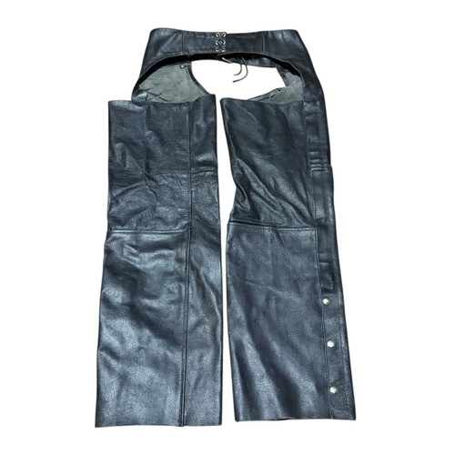 Genuine Leather Highway Hawks Motorcycle Riding Chaps Black Size Medium - Bild 8 von 11