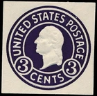 Vintage US George Washington 3c Purple on White Paper Circular Cut Square Mint