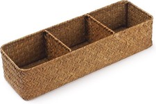 Toilet Basket Tank Topper, Seagrass Wicker Bathroom Storage Basket 14.6" x 4...