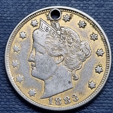 1883 Liberty Head Nickel 5c Racketeer Nickel Gold Plated #78810