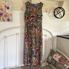 Beachy Floral Tropical Coastal Resort Dress Talbots 8P Maxi